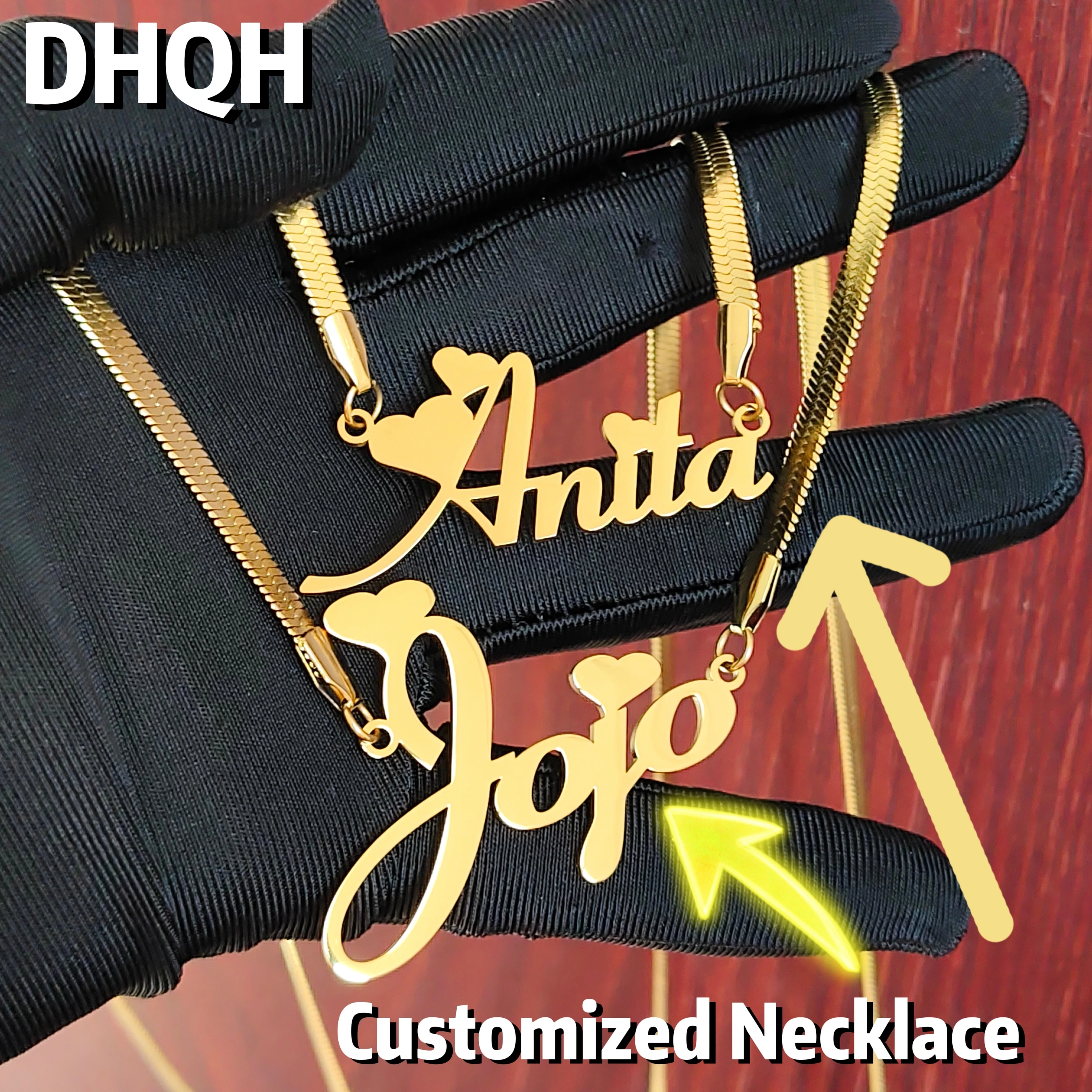 

DHQH Wholesale Customized Name Snake Chain Necklace Personalized Letter Snake ChainNecklace Christmas/Birthday Gift Factory Sale