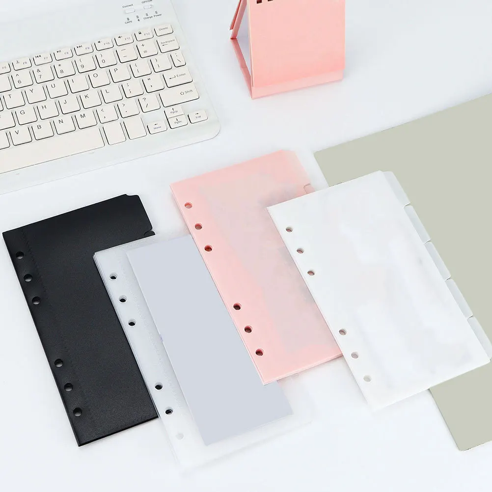 

1Set Binder Pockets Document Wallet 6 Holes Plastic Folder Organizer Closure for Storage Office Travel