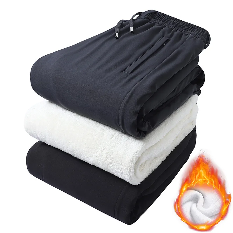 

Утолщенные хлопковые брюки, теплые мужские свободные длинные брюки больших размеров на флисовой подкладке, водонепроницаемые ветрозащитные спортивные штаны для спорта и отдыха