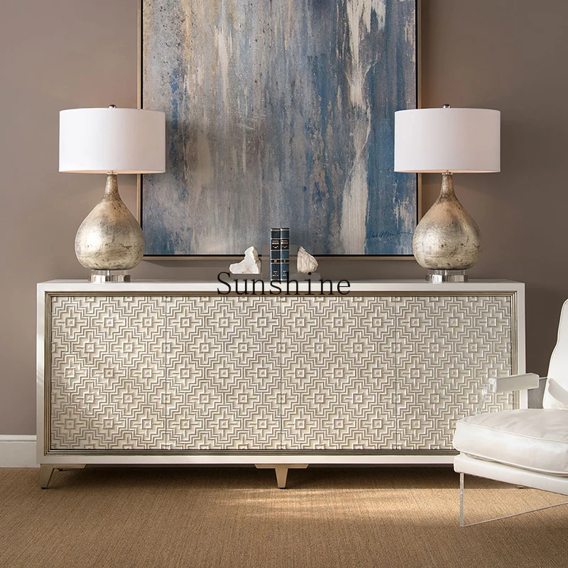 American light luxury all solid wood TV restaurant modern art design square storage cabinet customization