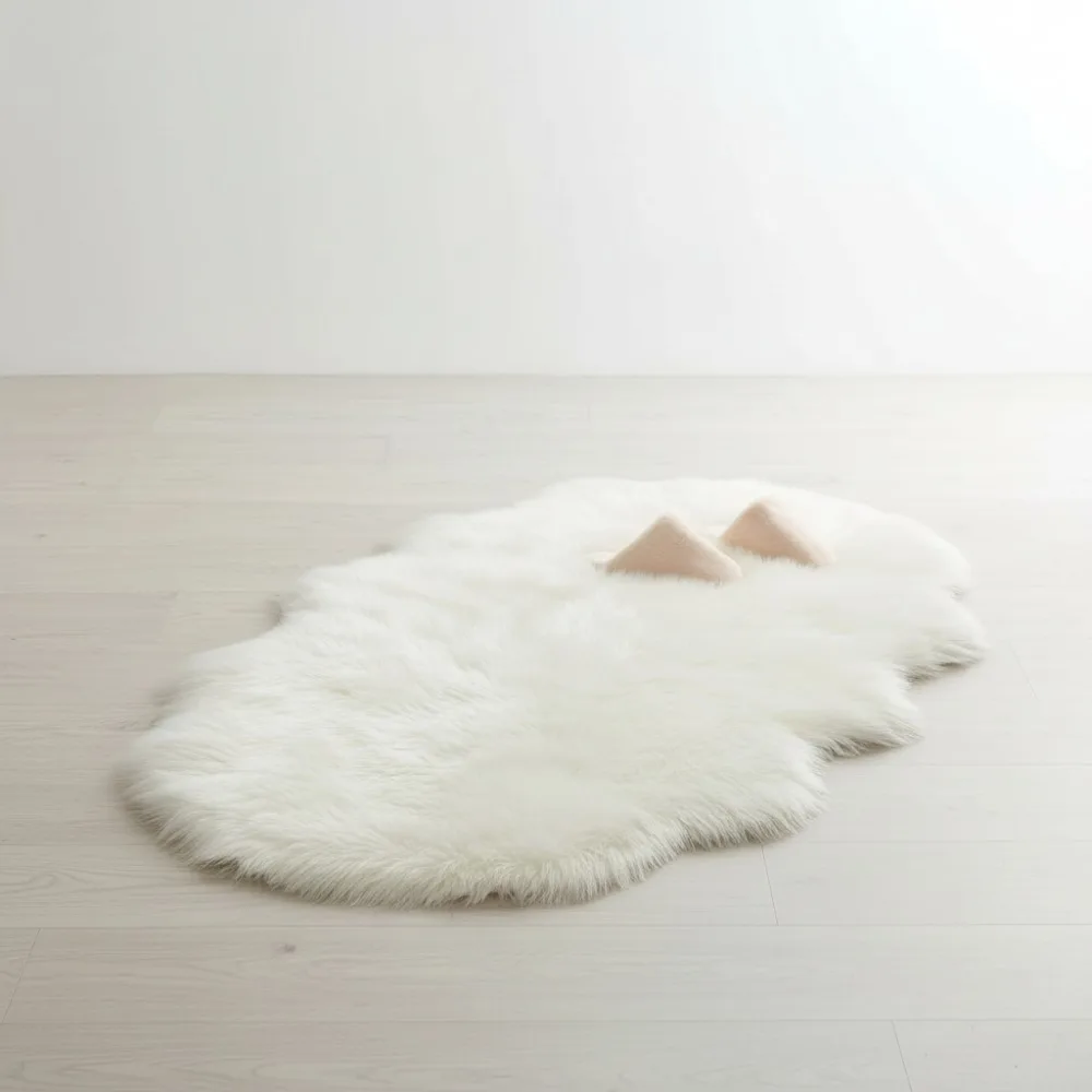 

Luxury Soft Fluffy Faux Fur Area Rug 3x5 Feet, Plush Shaggy Carpet for Bedroom Living Room Floor Decor White