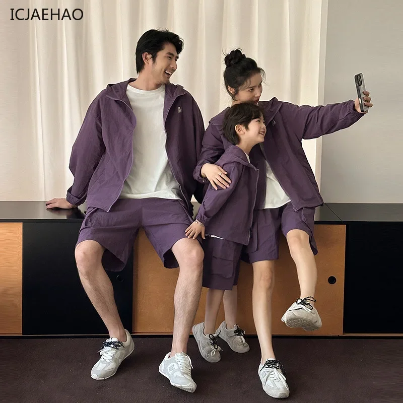 2026Trendy Sun Protection Top and Shorts Parent-Child Matching with Clothing Fashionable Summer Boys' Set forBreathable