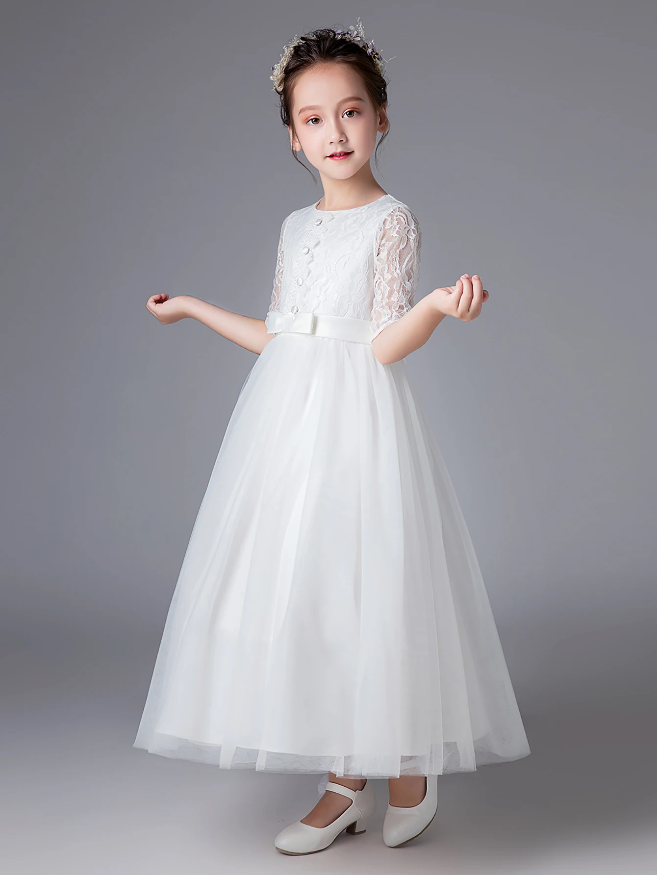 Tween Girl Summer Clothing Flower Girl Dress White Ball Gown for 12 Year Old Girls Kids Party Dresses