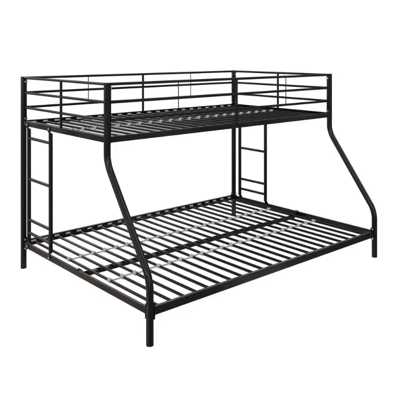 Mainstays Small Space Junior Twin over Full Low Profile Metal Bunk Bed, Black