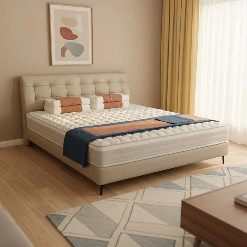 ！@Modern Luxury Upholstered Fabric King Bed Frame Wood Frame Adjustable Convertible Features Soft Bed Design for Master Bedroom