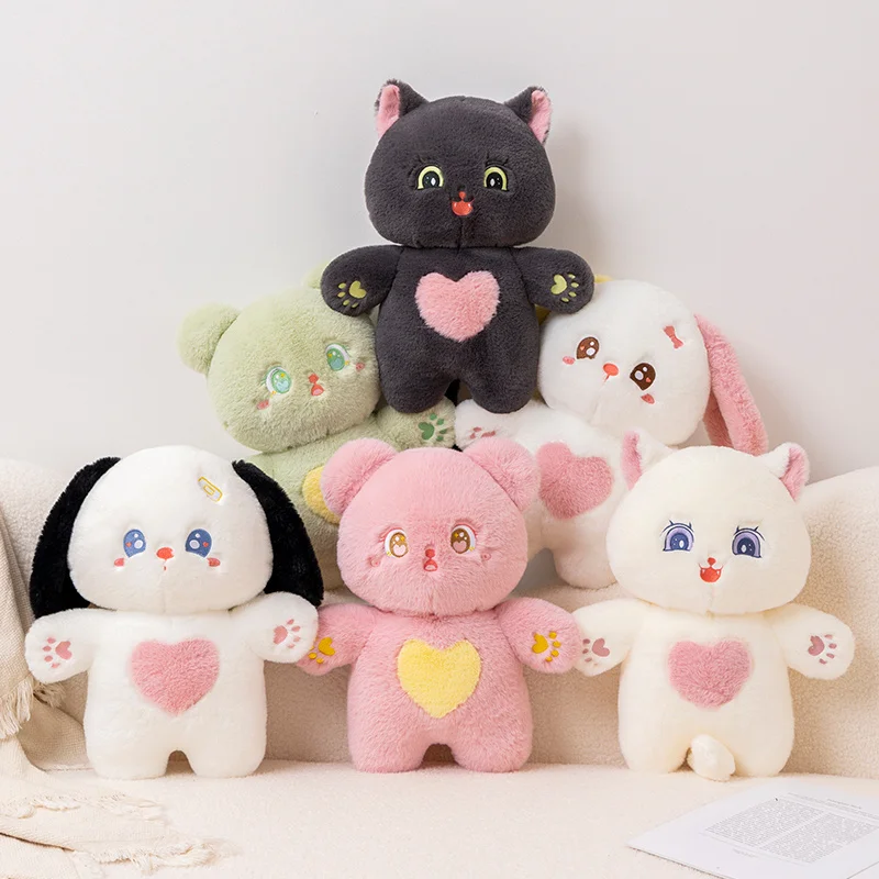 

Cute Hugging Animals Stuffed Toy Fluffy Cat Doll Gift Kawaii Plush Dog Cuddle Pillow Plushies Bear for Baby Girls Birthday Party