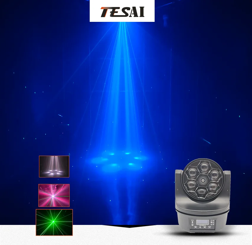 

High quality stepless rotating laser beam lamp LED6*15w six bee-eye laser head