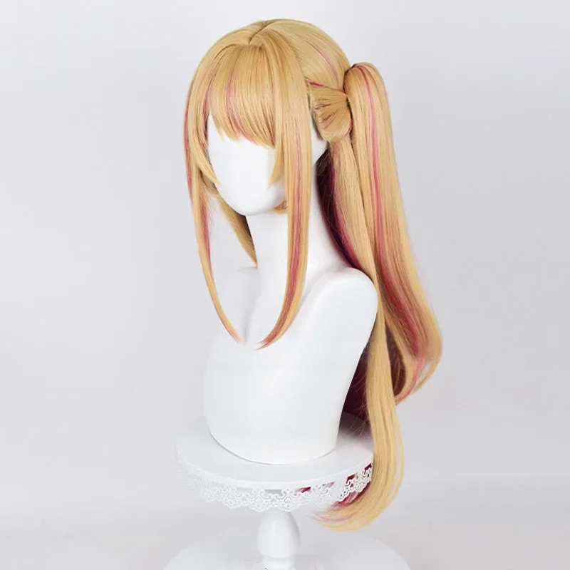 Perruque synthétique lisse 70cm, avec motif de dessin animé okr no ko hosh37adrencosplay, orange or rose, degré de chaleur