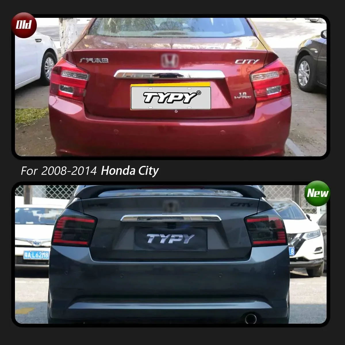 مصباح خلفي للسيارة Honda City Tailight 2008-2014 تم تعديله إلى مجموعة الضوء الخلفي LED لإشارة الانعطاف الديناميكية الجديدة