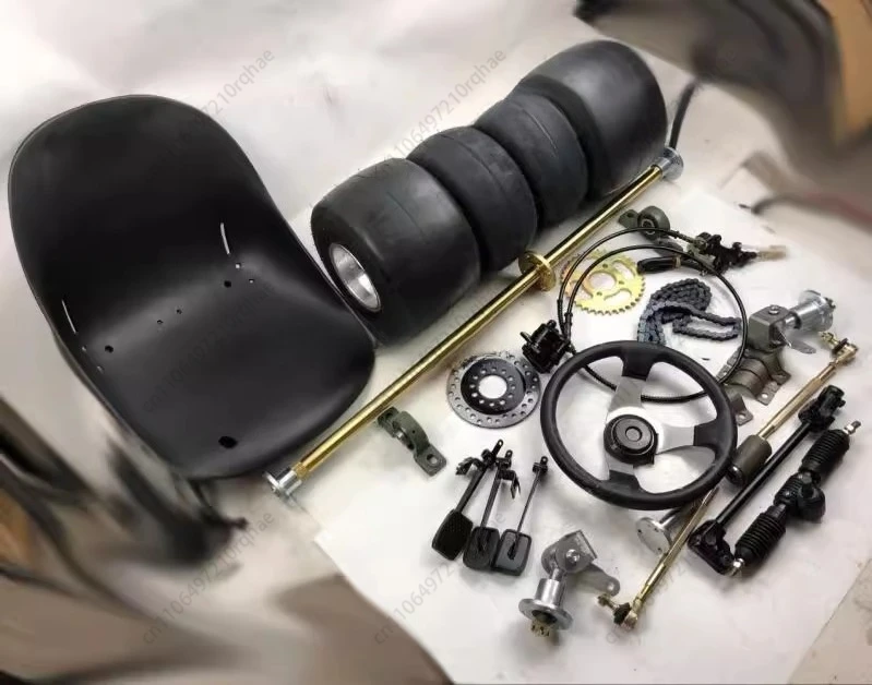 ملحقات كارت ذات أربع عجلات منزلية الصنع إطار معدل للتعليق الأمامي والخلفي التوجيه المحور الخلفي المحور الخلفي إطارات 5 بوصة