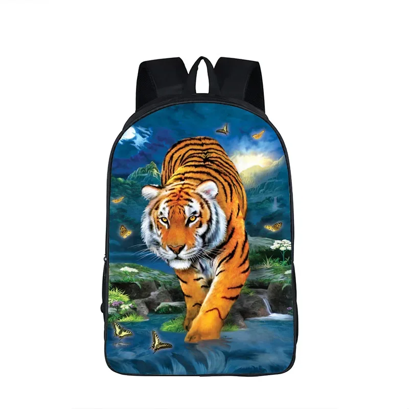 Mochila de tigre fresco con pintura al óleo para adolescentes, niños y niñas, mochilas escolares para hombres y mujeres, mochilas de almacenamiento de viaje informales