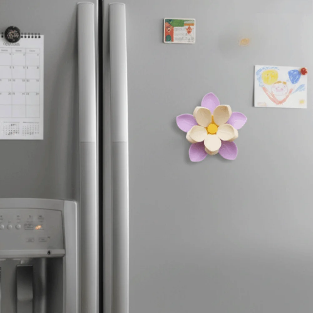 2PCS 2 in 1 Lotus Magnetic Sealing Clip Double Layer Petal Clamped Tightly Lotus Fridge Magnet Flower Shape Plastic Food Clips