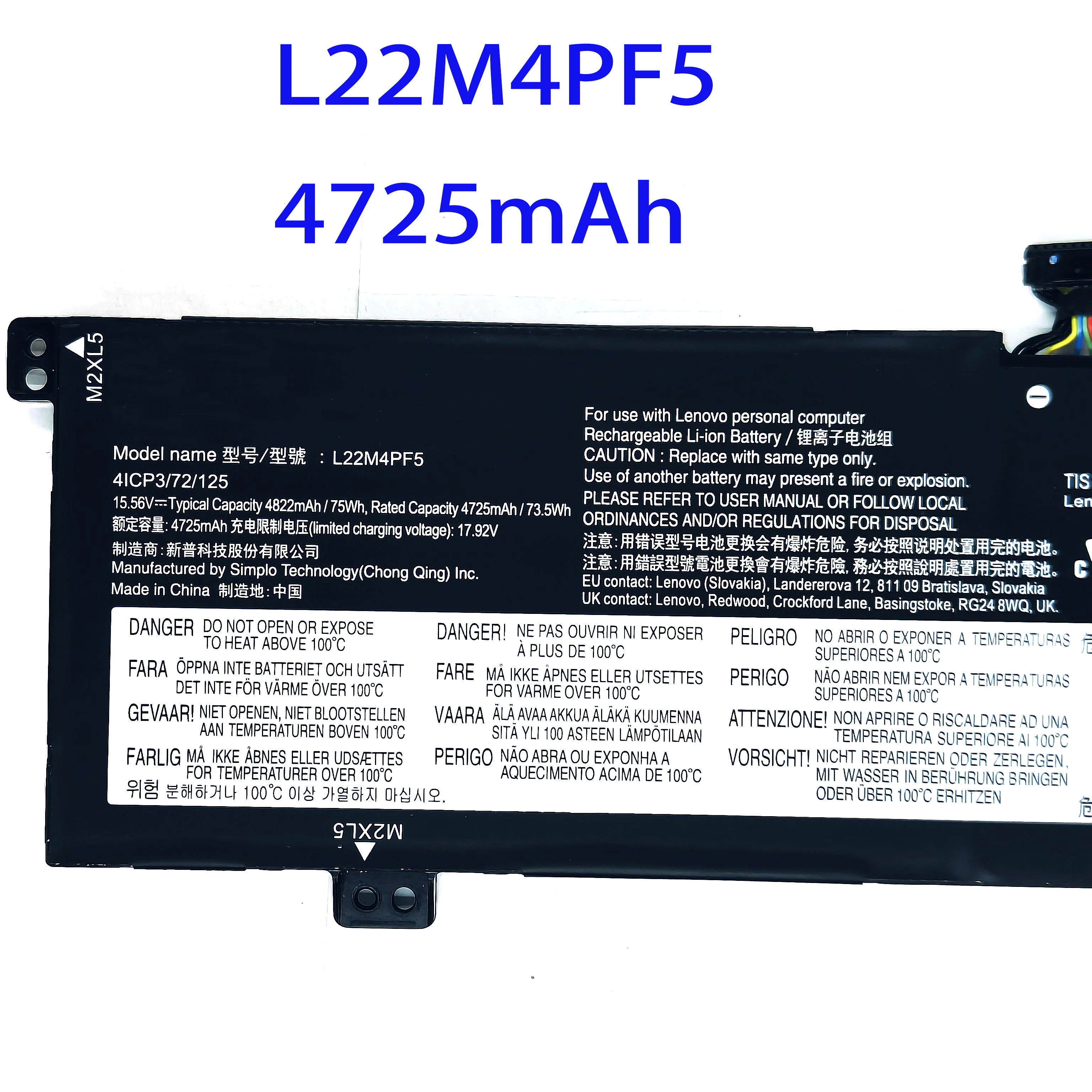 Marvenho New 73.5wh  15.56V  L22M4PF5 L22D4PF5 Laptop Battery for Lenovo IdeaPad Pro 5 16APH8 16ARP8 16IRH8 Yoga Pro 9 16IRP8