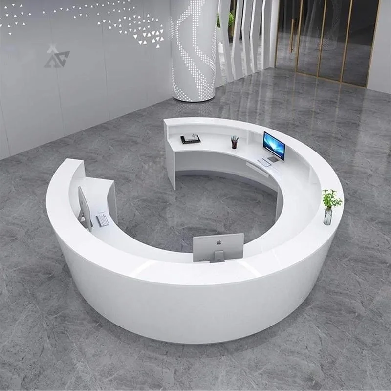 Simple curved bar, beauty salon checkout page circular creative consultation paint fiberglass reception front desk