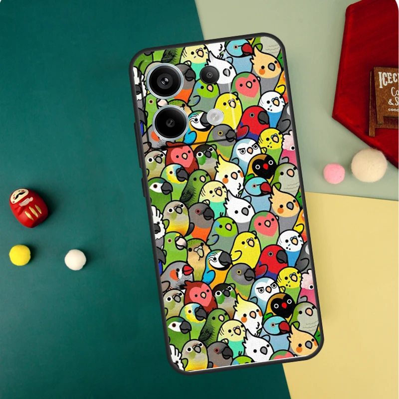 Cartoon Cockatiel Collage Case For Redmi Note 13 Pro Plus 9 10 11 12 Pro 10S 11S 12S Redmi 13C 10A 9C 10C 12C Cover