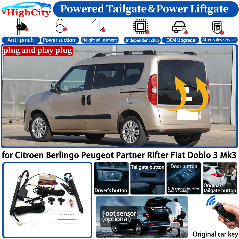for Citroen Berlingo Peugeot Partner Rifter Fiat Doblo 3 Mk3 Car Automatic Smart Powered Tailgate Power Liftgate Trunk Lift Kit