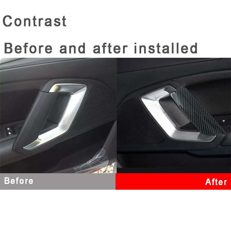 2pcs Car Door Handles Trim Frame Decoration Cover Bright Patch For Peugeot New 408 308 308S Interior Accessories