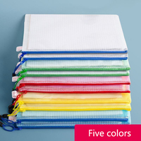 5PCS/10PCS/20PCS Transparent File Bags Pvc Grid Zipper Bags A4 A5 Document Bags Grid Bags