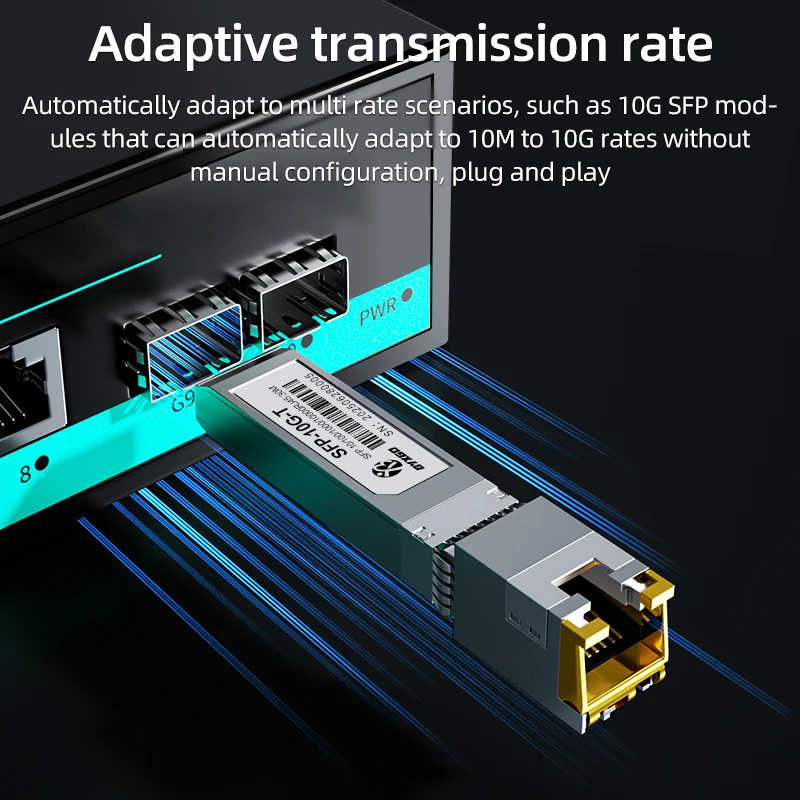 1G/10GBASE-T SFP+ RJ45 Module Multi Rate SFP Copper RJ45 Transceiver For Mikrotik/Cisco Switch 10G CAT6A SFP+ Ethernet Module