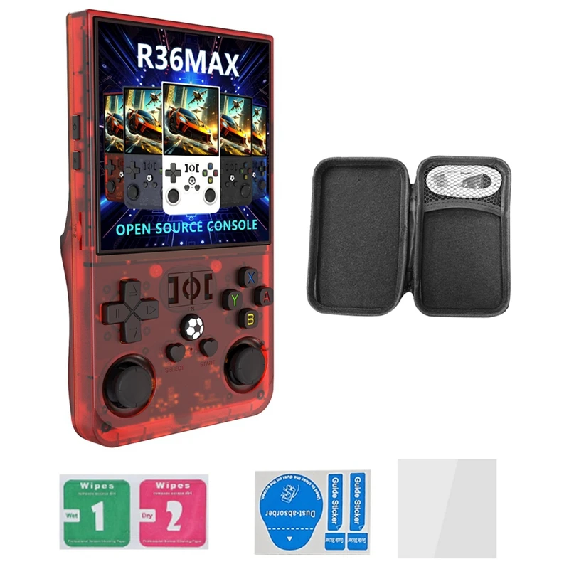 R36MAX ريترو وحدة تحكم بجهاز لعب محمول نظام لينكس 4.0 بوصة IPS شاشة المحمولة جيب مشغل فيديو 128 جيجابايت ألعاب أطفال هدية