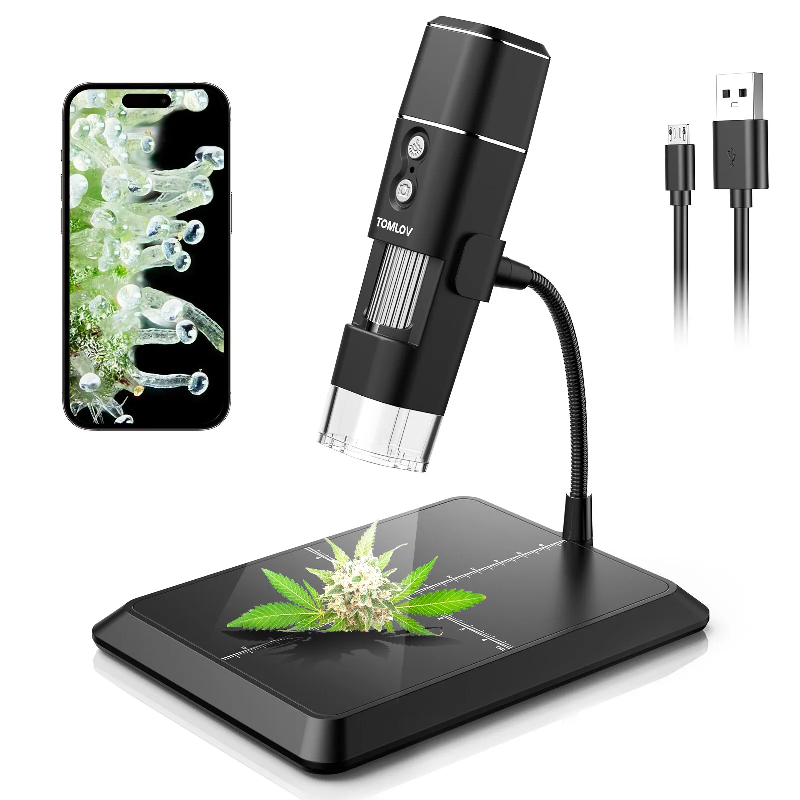 TOMLOV Wireless Digital Microscope Wifi 1000X Magnification Flexible Stand for Android IOS iPhone PC Electronic Stereo