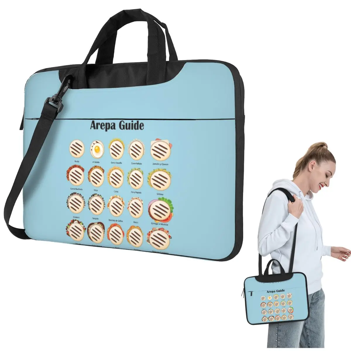 

Arepa Guide Venezuela Latin Fast Food Crossbody Laptop Bag Case Computer Bag Resistant Protective Notebook Pouch for Lenovo