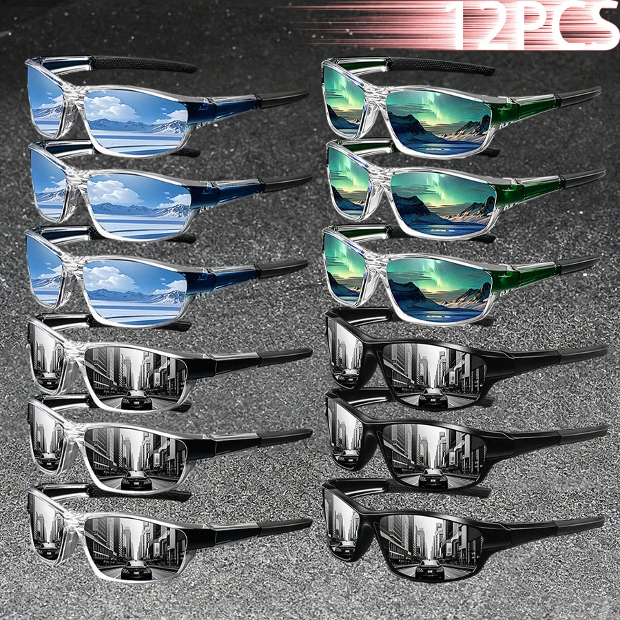 

12PCS Clear Frame Fashion Vintage leisure Eyewear Driving Fishing Sports Sung lasses Men Women Running Mountaineering Sun Glasse