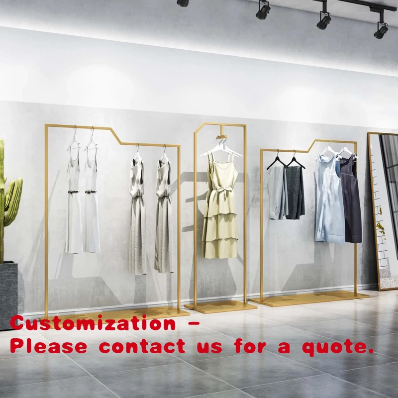 custom.Retail Store Fixture Hanging Clothes Custom Shop Design Metal Gold Black Clothing Dress Display Rack