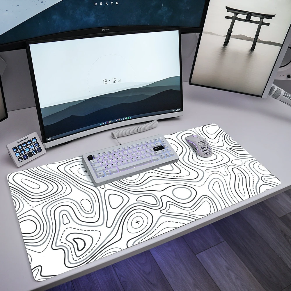 

White Mouse Pad 900x400 Laptop Gamer Mousepad Mouse Mats Stitched Edges Computer Keyboards Nonslip Rubber Base Speed Contro