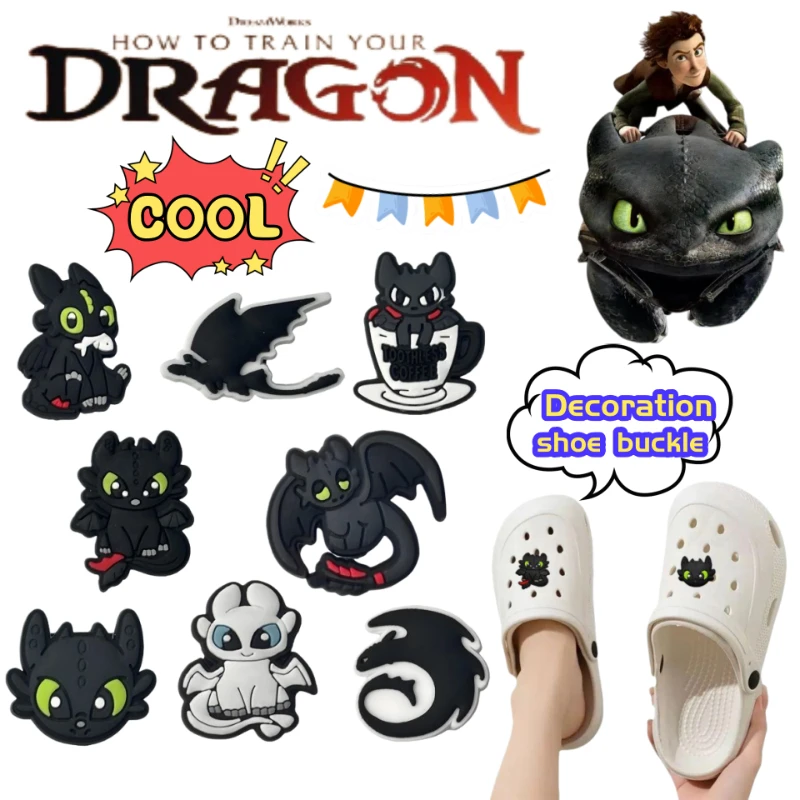 

How to Train Your Dragon Light Fury Toothless Valka Secondary Shoe Buckle Personality Creative DIY Slippers Decorative Buckle