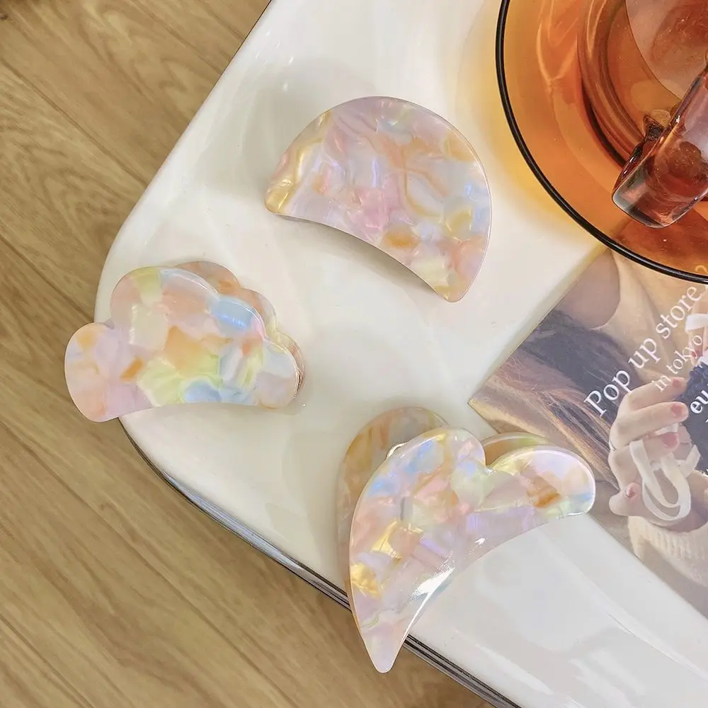 Girls Marble texture Semicircle Love Geometric Hair Claw Acetate Catch Clip Female Hair Accessories Korean Style Hair Clip