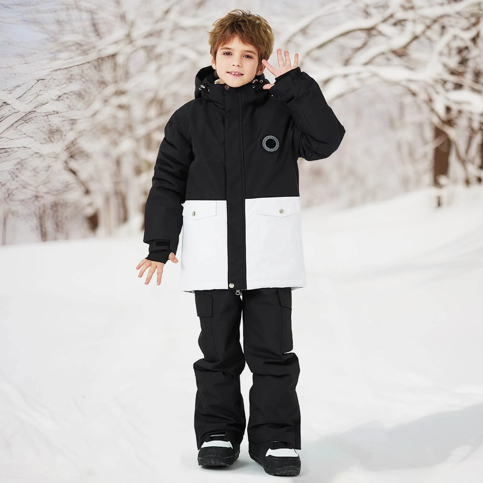 Winter Children's Ski Snowboard Clothing Suit For Boys Girls Outdoor Windproof Waterproof Warm and Thickened Ski Jacket Pants