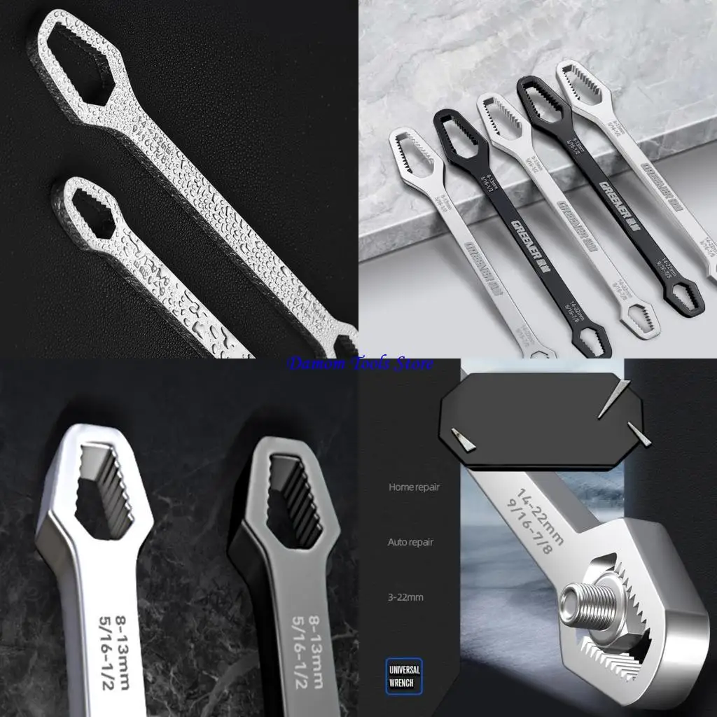 

57BE Universal 8-22mm Ratchet Wrench Double-Head Set Spanner Screw Wrenches Repair Hand Tools for Household Car