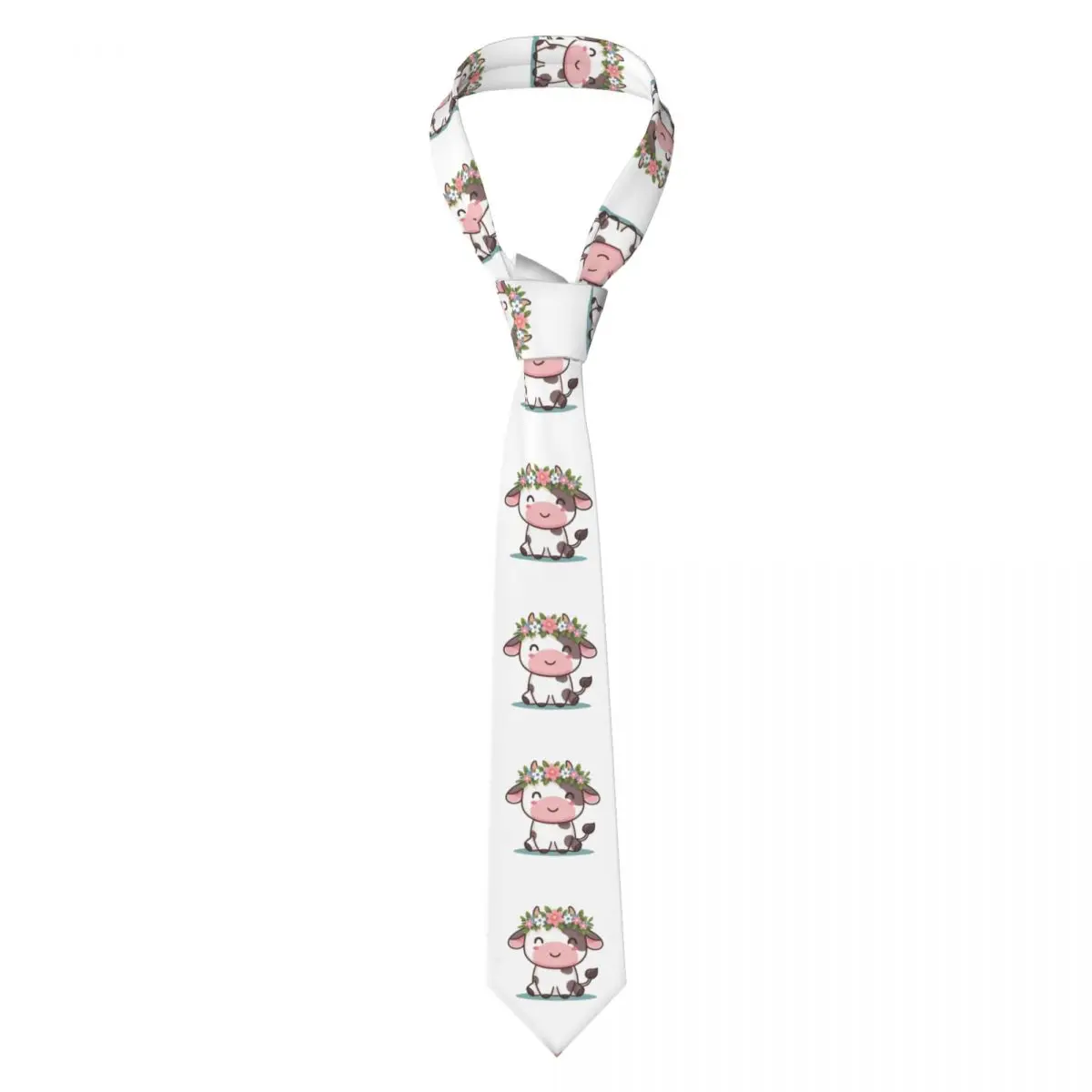 Очаровательная корова в цветочной короне, галстук для мужчин, шелковый полиэстер, 8 см, галстуки, костюмы для вечеринок, галстук, классический галстук Gravatas