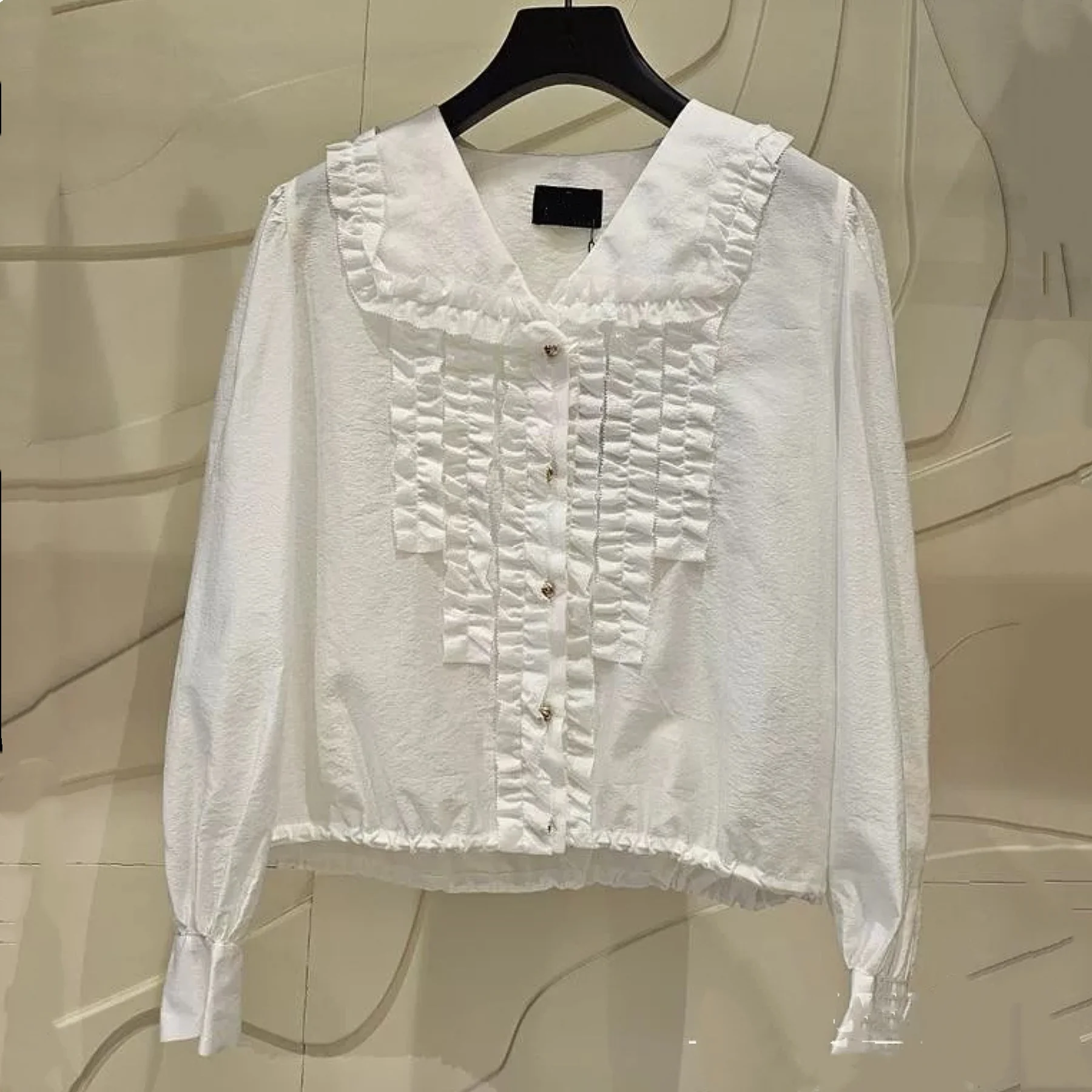 

Ele Long Sve irt с отложным воротником, деревянный дизайн, универсальная весенняя одежда для поездок на работу, женская хлопковая одежда премиум-класса...