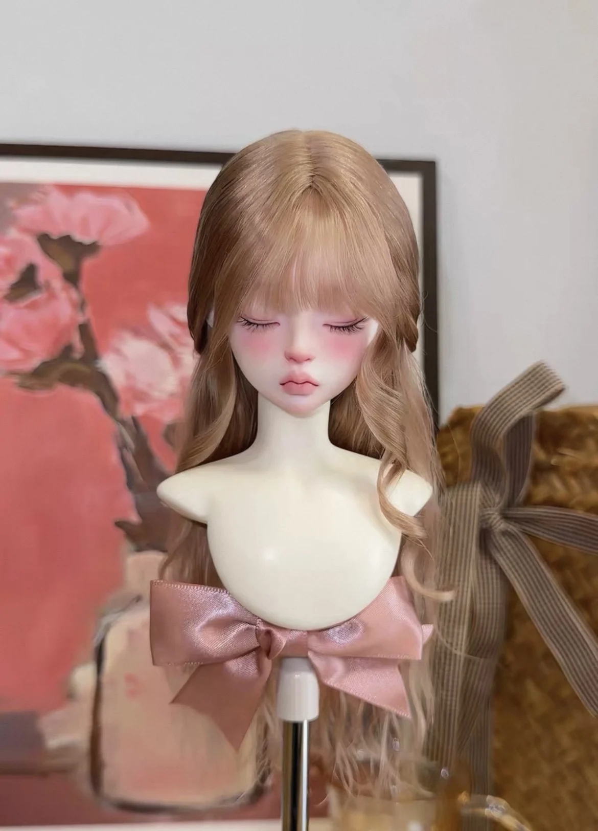 Hair for doll hard shell wig nice brown 1/3 1/4 1/6 BJD wig free shipping