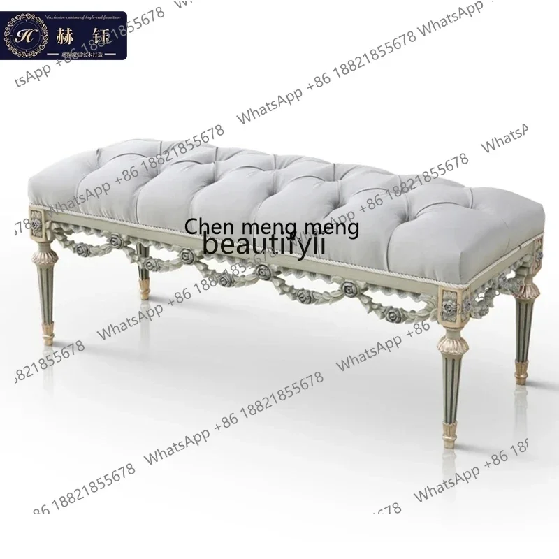 cc182High-end European solid wood bedside stool French light luxury, bedroom, sofa stool R