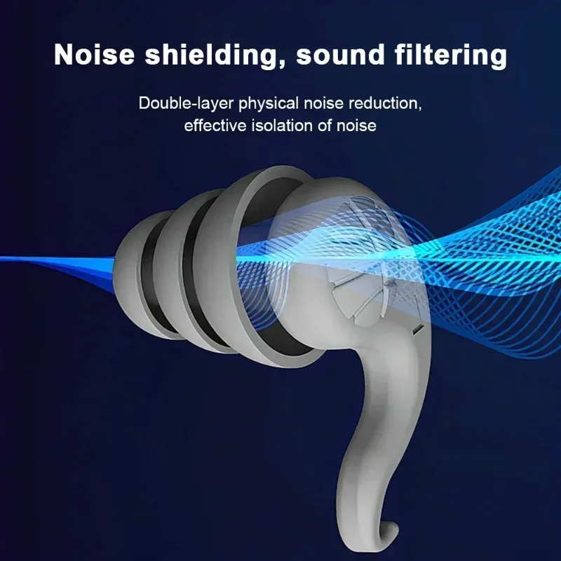 

1/2 пары водонепроницаемых силиконовых беруш, 3-слойная защита для плавания и сна, многоразовые беруши с шумоподавлением