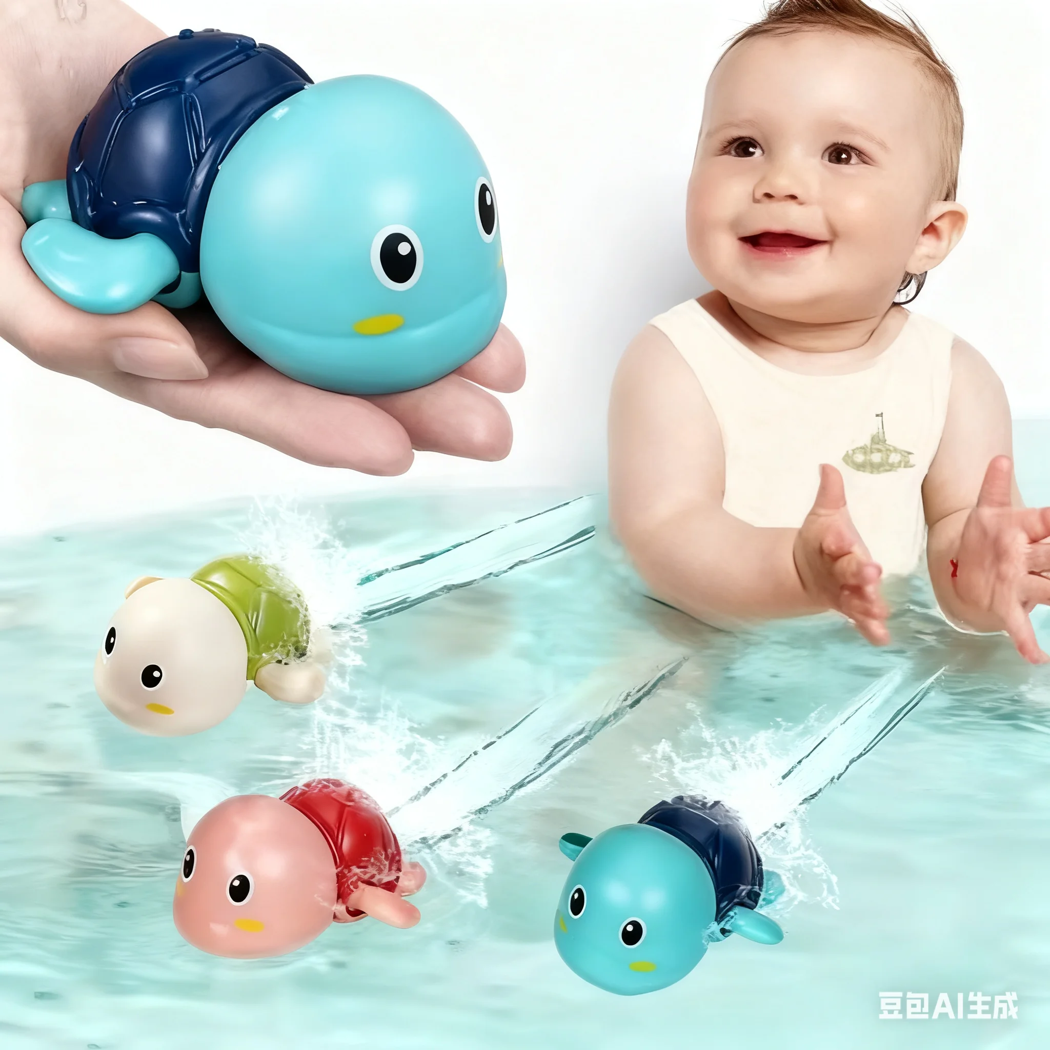Kids Water Bath Toys - Duckling and Turtle Pull String Summer Playtime Swimming Duckling Crayfish Baby Educational Fun