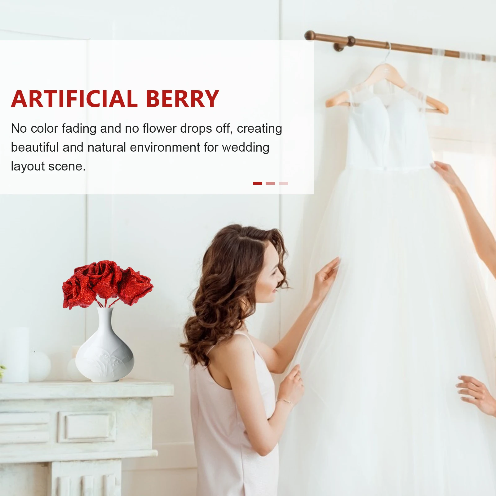 

50Pcs Crystal Rose Simulated Flower Head Artificial Wedding Decor Home Photo Prop Delicate Bouquet Adorn Simulated Flower