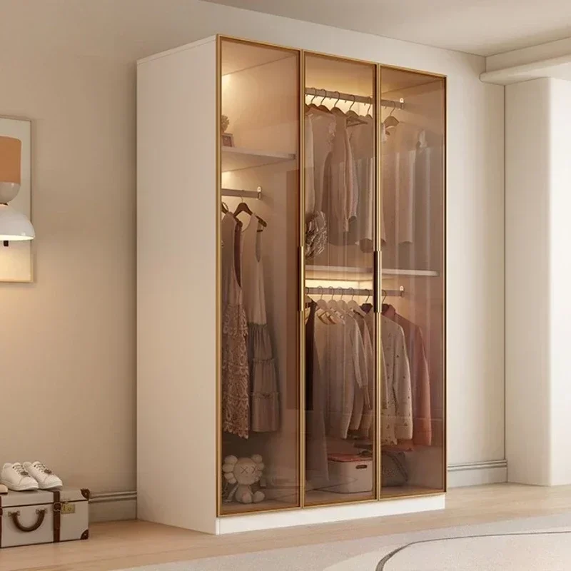 #Glass Door Dressing Clothes Dressing Rooms Clothes Closet Double Wardrobe Storage Cabinet Wardrobes Bedroom Furniture Luxury