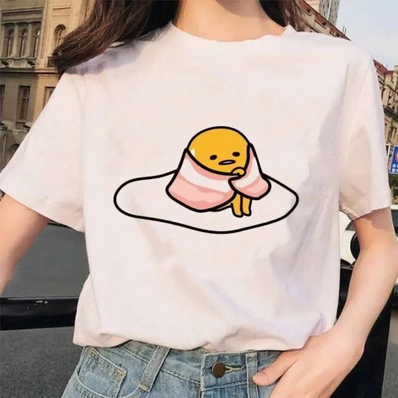 Harajuku Lazy Egg Gudetama Print Women's Kids T-Shirt Short Sleeve Kawaii Gothic Female Aesthetic Top Harajuku Style Clothing