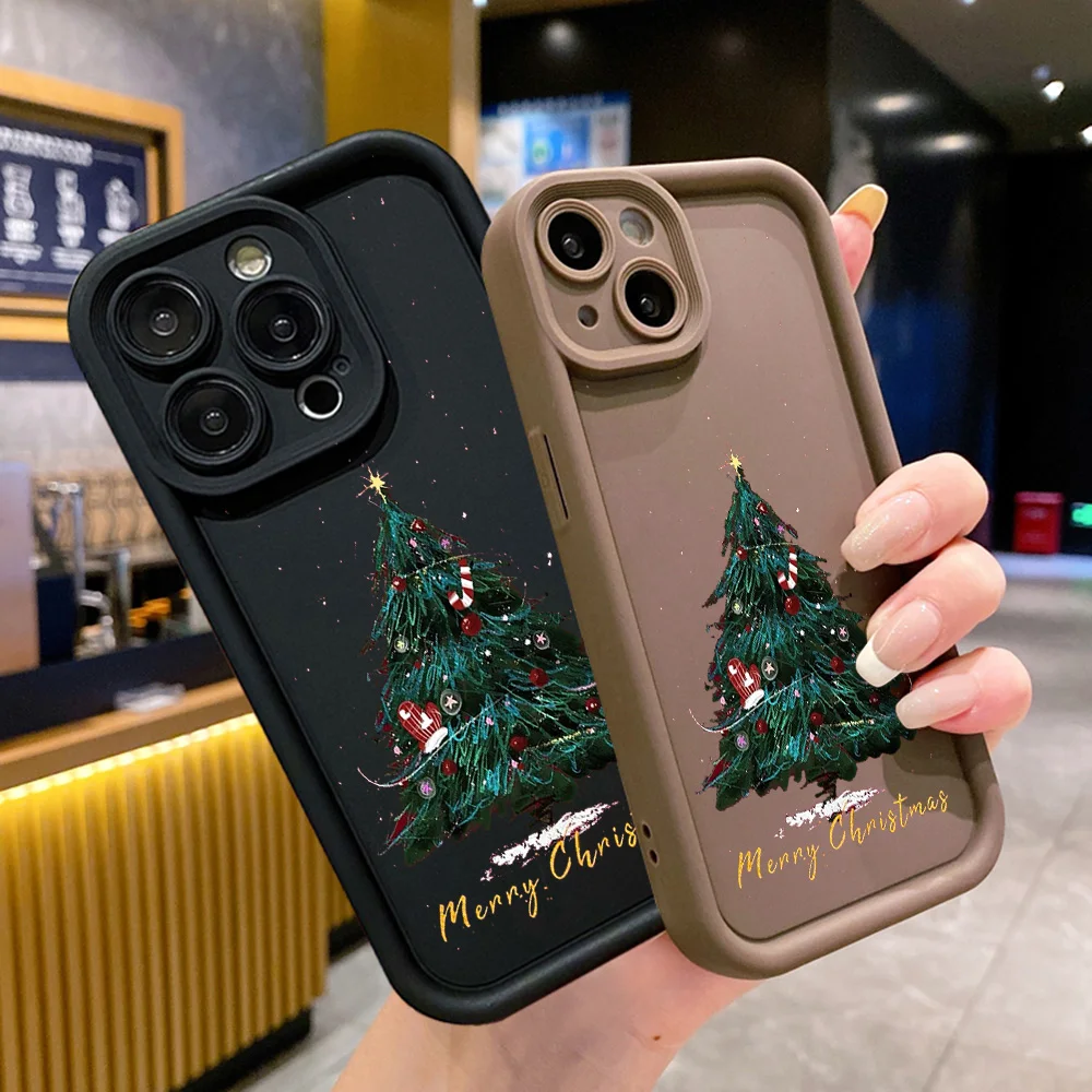 Nice Christmas Tree Graphic Printed Phone Case for iPhone 16 Case iPhone 15 14 13 12 11 Pro Max XR XSMax 7 8 Plus Silicone Cover