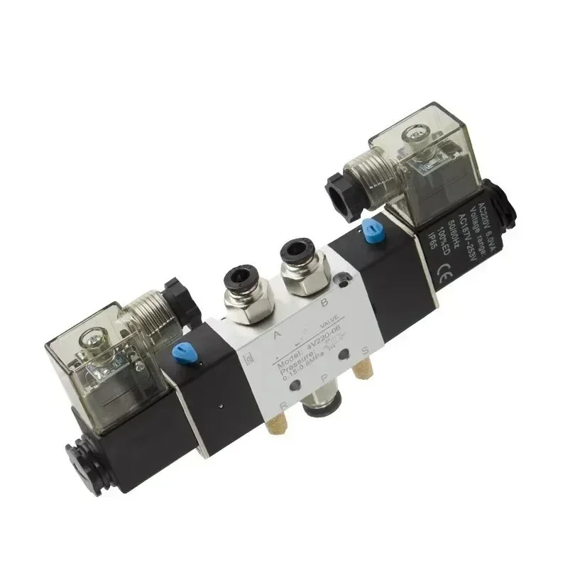 

4V120-06 4V420-15 4V320-10 Air Pneumatic Solenoid Valve 5 way 2 Position 1/4" Aluminum Alloy Internal DC12V DC24V AC110V AC220V