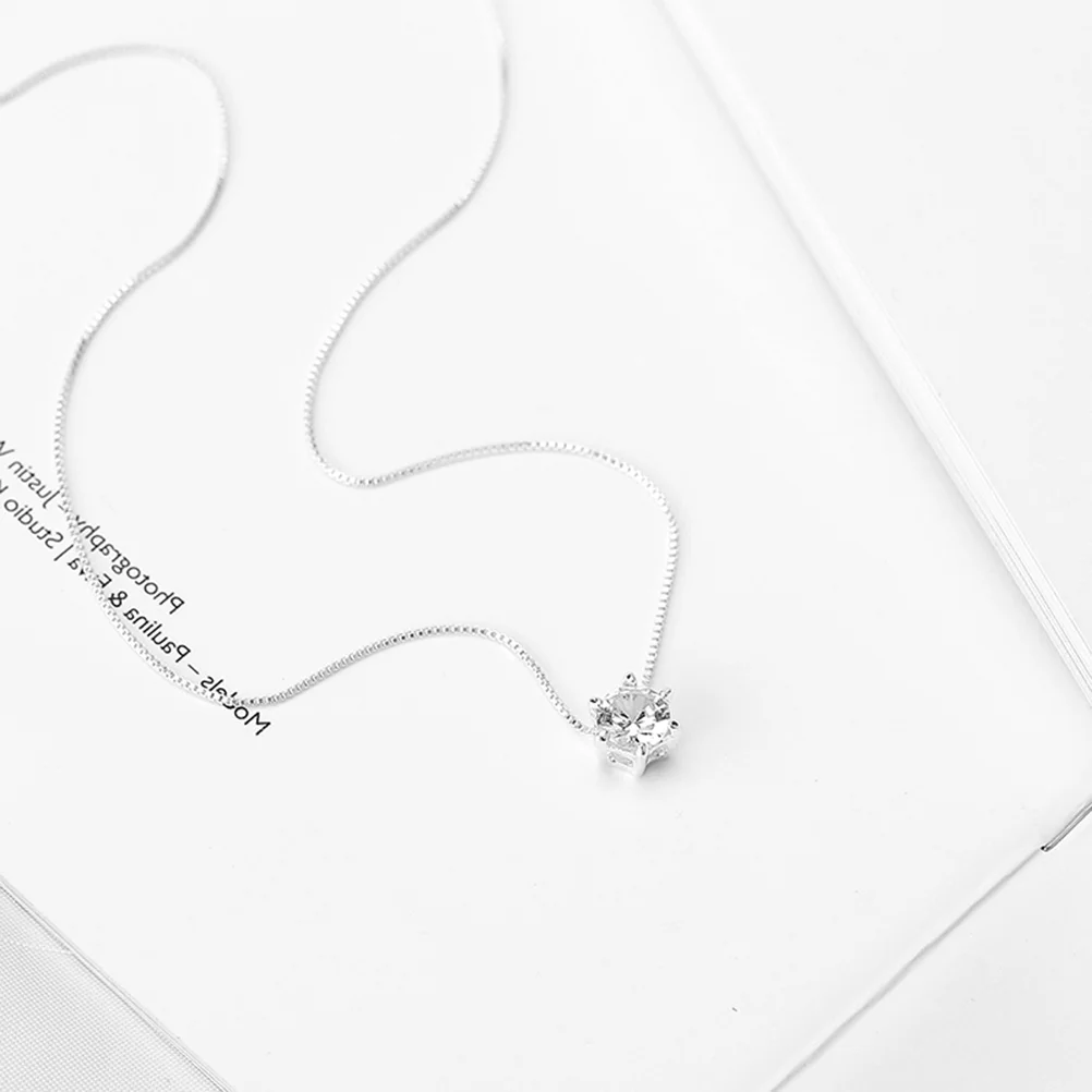 بسيطة جولة الزركون قلادة لامعة العصرية دائم ارتداء مثالية عيد ميلاد الزفاف هدية مجوهرات واحدة الزركون قلادة #6