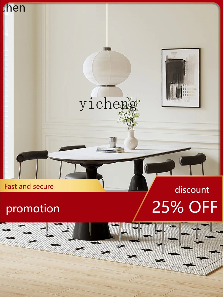 YFY  Light Luxury Stone Plate Kitchen Island Dining Table High-Grade Rectangular French Dining Table and Chair