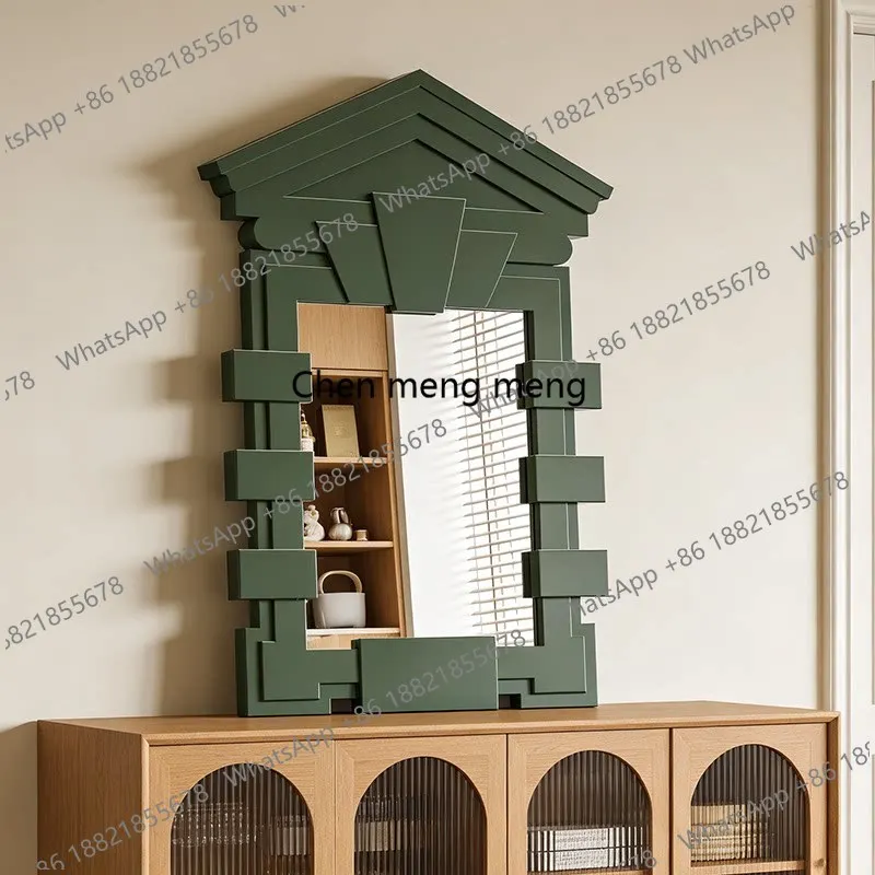 Espejo cosmético con marco de madera retro francés, espejo de baño para colgar en la pared, espejo decorativo europeo para chimenea