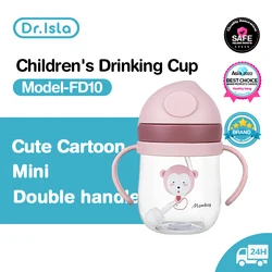 Dr.isla BY01 Kids Water Sippy Cup Creative Cartoon Baby Feeding Cups with Straws Leakproof Water Bottles Outdoor Childrens Cup