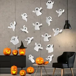 12pcs Halloween Decor Indoor Wall Window 3D Ghost Wall Stickers White PVC Reusable DIY Sticker For Home Decorate Party Supply