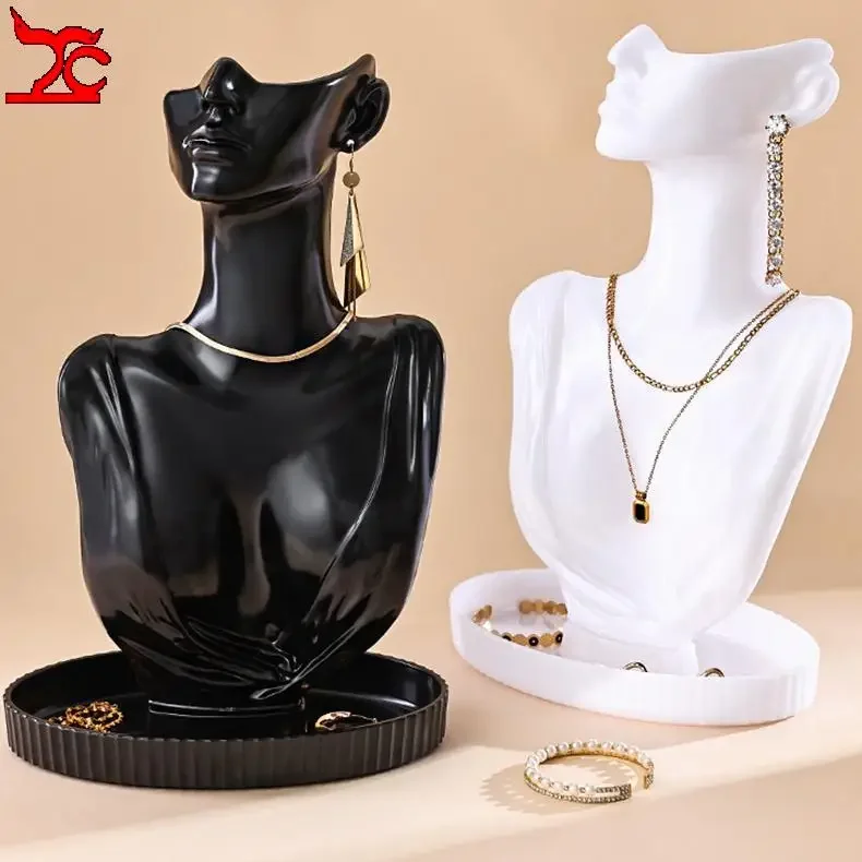 

Necklace Display Stand Plastic Model Pendant Necklace Mannequin Display Bust Jewelry Counter Window Display Rack Earring Holder